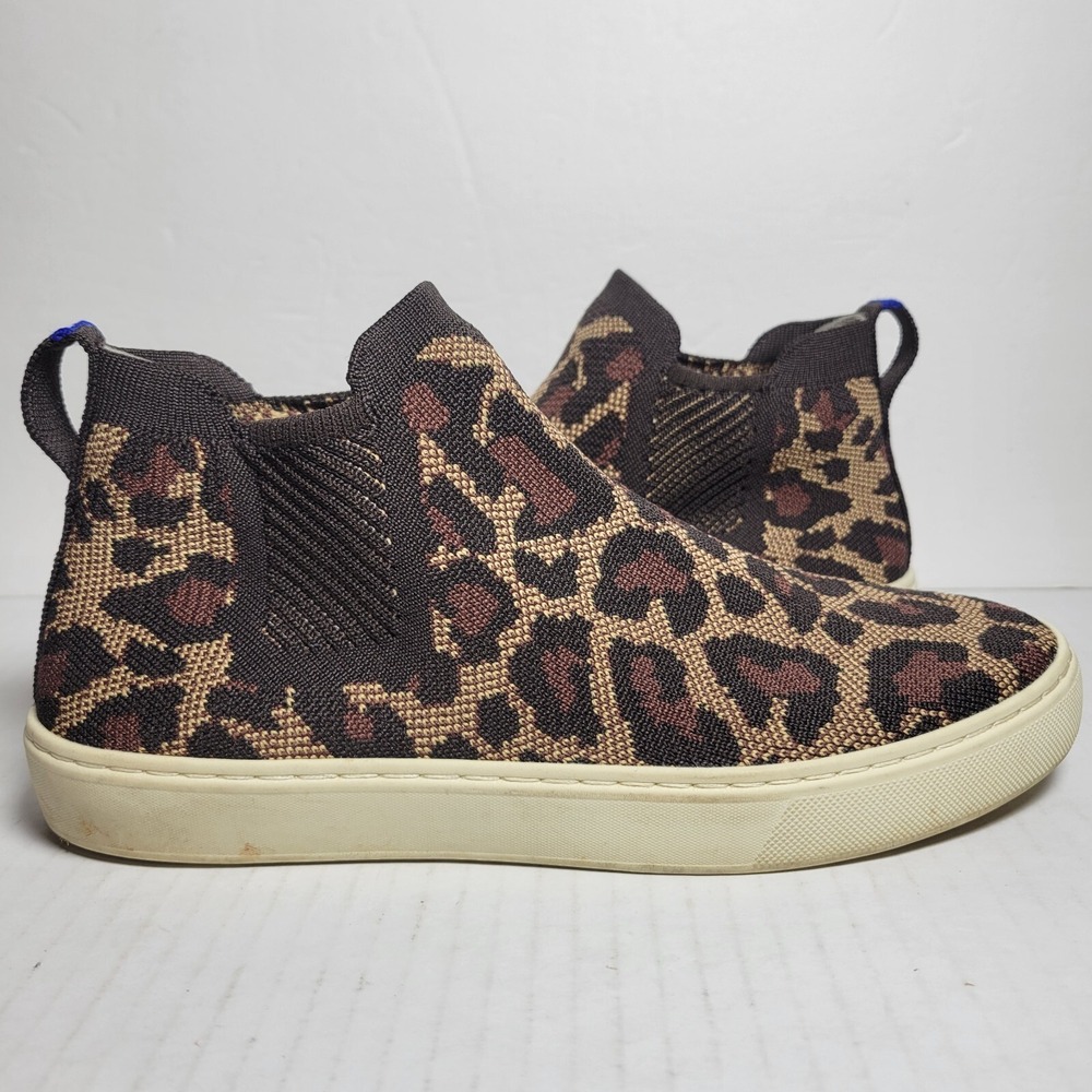 Rothy's Chelsea High Top Sneakers Wildcat Print Size 8 Animal Leopard Slip On